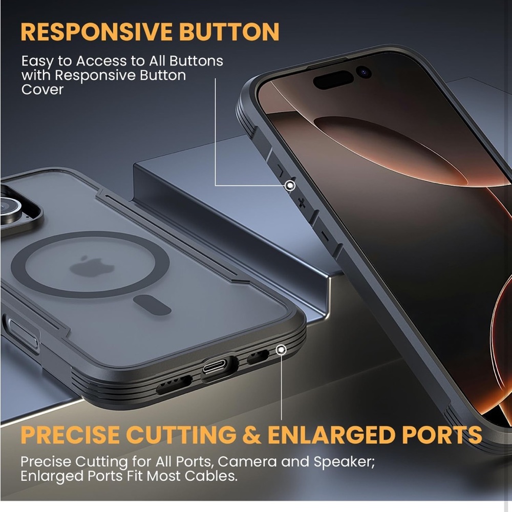 iPhone 16 Pro Max Case with MagSafe, Heavy Duty Dual-Layer Rugged Protection - Picture 6 of 10
